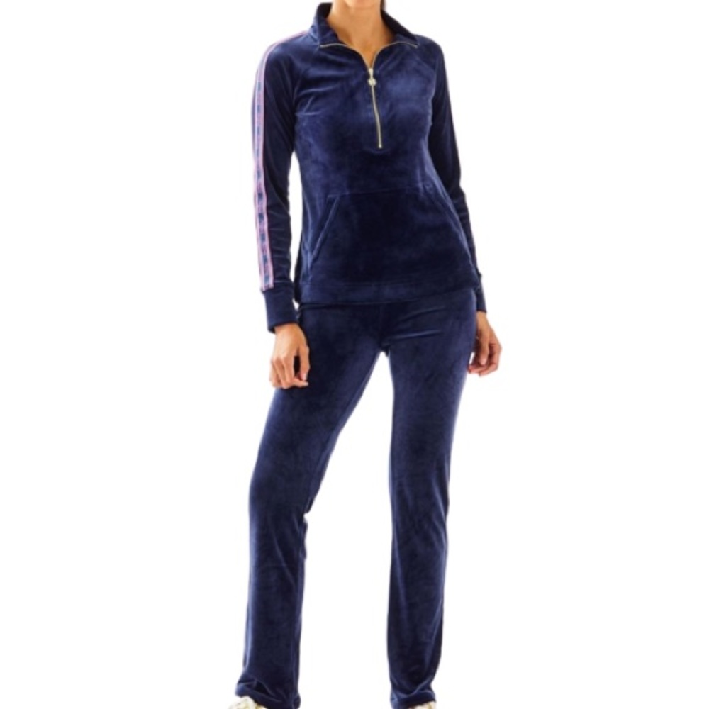 Lilly Pulitzer Blue Velour Skipper Popover Set Size Medium